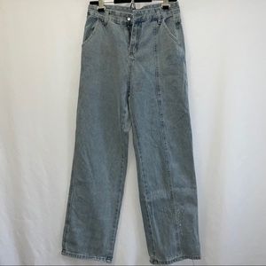 Unique high waisted straight leg jeans